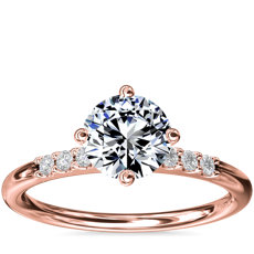 East-West Petite Diamond Engagement Ring in 14k Rose Gold (1/10 ct. tw.)